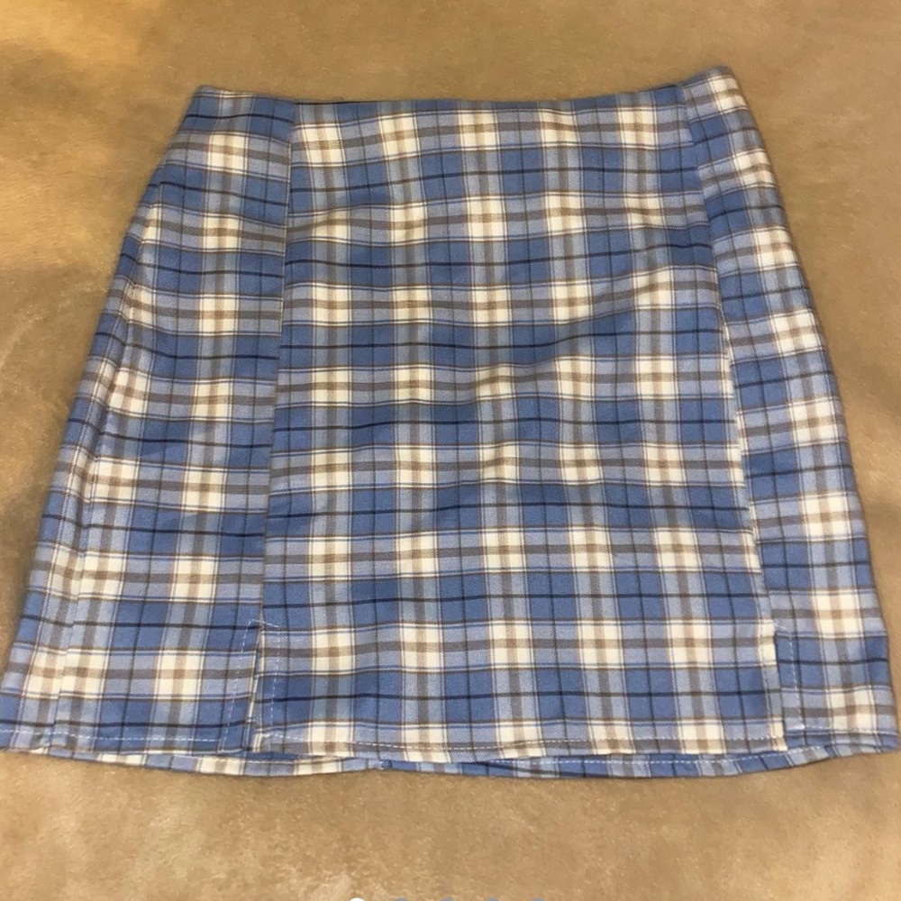Blue plaid mini skirt